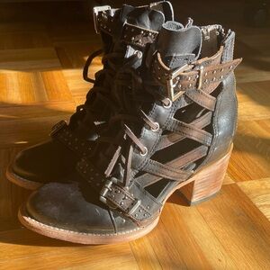 Freebird by Steven Black and Brown Studded Moto Boots